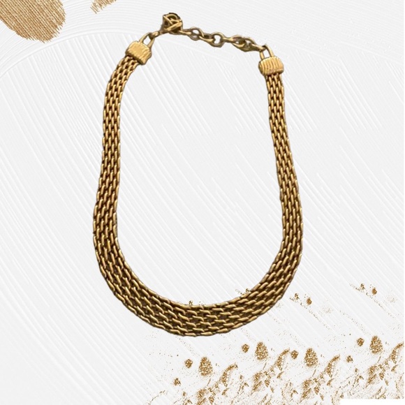 MONET VINTAGE GOLD MESH CHOKER NECKLACE
